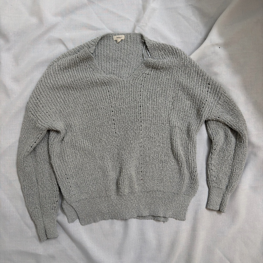 Debut Light Gray V-Neck Women's Sweater